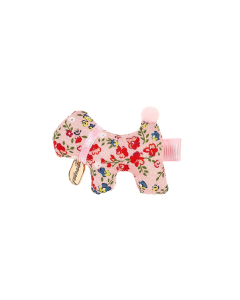 Haarspange Stoffhund Blumen rosa