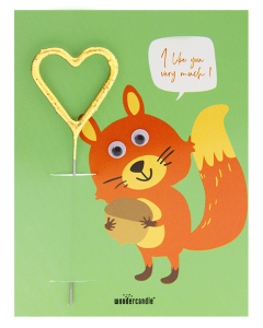 I like you very much! Eichhörnchen mit Wackelaugen Wunderkerze auf Karte