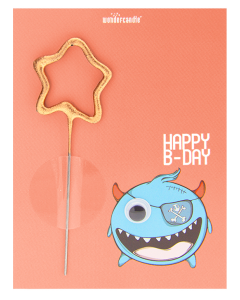 Happy Birthday Monster Mini Wunderkerze auf Karte